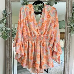 NWOT Pink Lily Long Sleeve Romper
